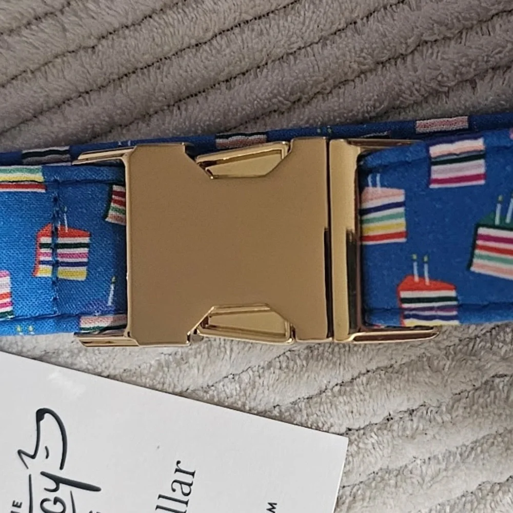 The Foggy Dog Blue Birthday Cake Dog Collar (M)